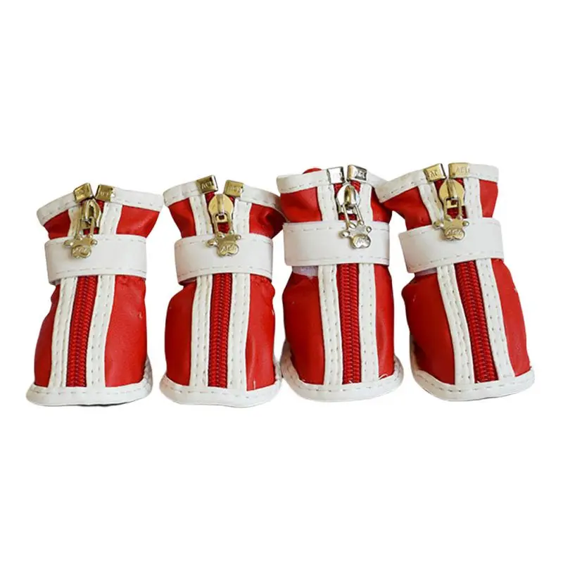 Зимняя Теплая Обувь для собак 4 шт./компл. мягкая флисовая обувь щенков