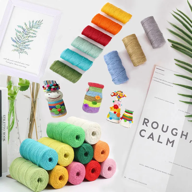 

100M/Roll Colorful Jute Twine Natural Burlap Hessian Cord Hemp Rope Gift Packing Strings Christmas Event & Party Supplies Decor