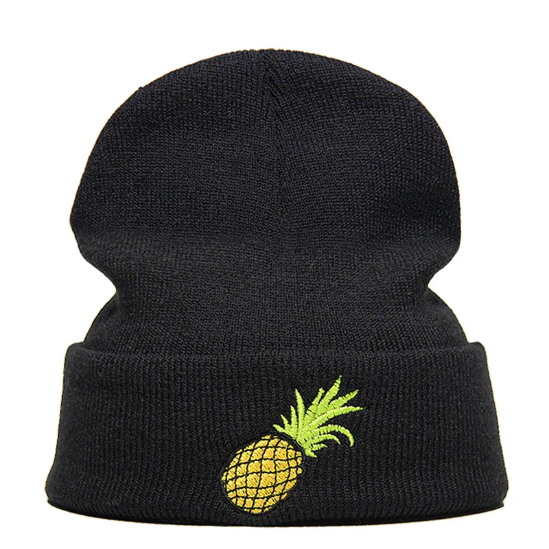 Beanie шляпа Skullie Кепки смутная зима вышивка в стиле панк Для мужчин Для женщин подростков уличных танцев забавные персонализированные ананас для гурманов