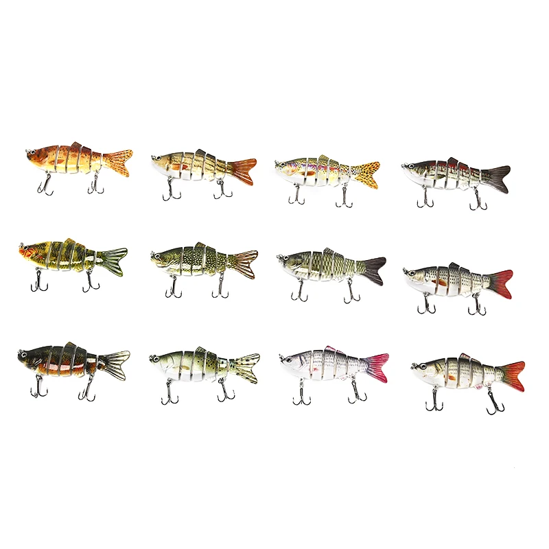

6 Segments Swimbait Fishing Lure Crankbait Hard Bait Fish Treble Hook Fishing Tackle 10cm x 3cm