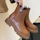 Женские ботинки челси из натуральной кожи, новинка сезона осень-зима 2022, модные женские ботильоны в стиле ретро, ботинки с круглым носком