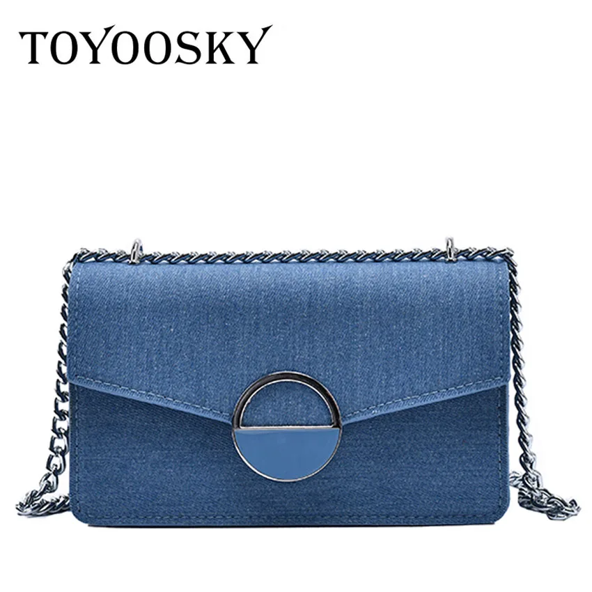 

TOYOOSKY Luxury designer jeans small flap bags female denim chain crossbody bags for women casual travel shoulder bags