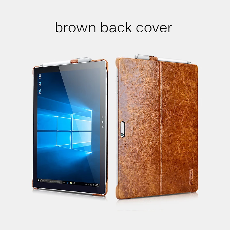 back cover Чехол для планшета Surface Pro 7, масляный воск, натуральная кожа, подставка, держатель клавиатуры, защитный чехол для microsoft Surface Pro 6 Pro 5 Pro 4 - Цвет: back cover