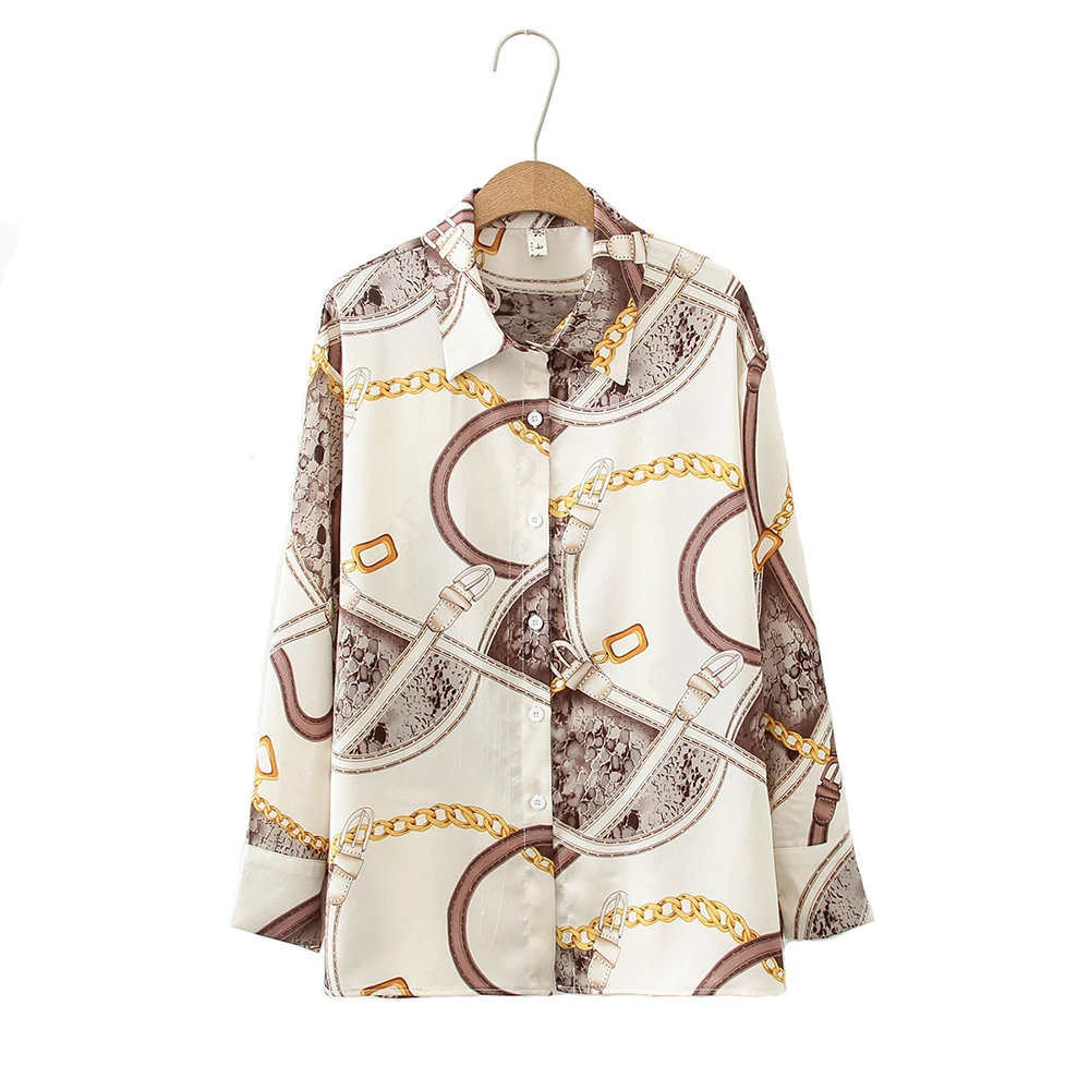 

2020 Spring &Summer Woman Long Sleeve Vintage print Chiffon Blouse
