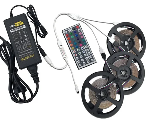 GBKOF SMD RGB Светодиодная лента светильник 5050 2835 10 м 5 м светодиодный светильник RGB светодиодный s Лента Диодная лента гибкий контроллер DC 12 В адаптер Комплект