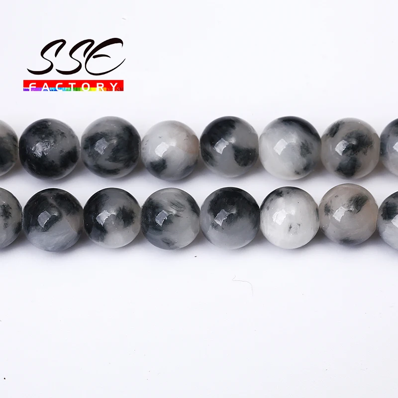 

Natural Stone Beads Round Black White Persian Jades Loose Spacer Beads For Jewelry Making DIY Bracelet Accessories 15'' 6/8/10mm