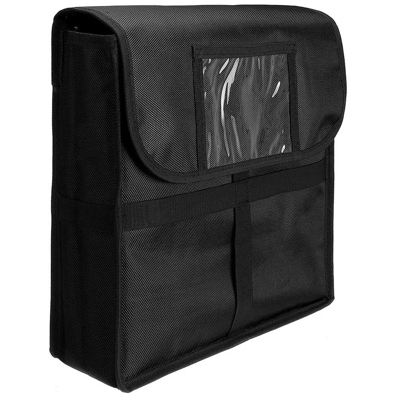 

New Insulated Pizza Delivery Bag, Oxford Cloth Aluminium Foil Moisture Free Large Food Delivery Bag Black