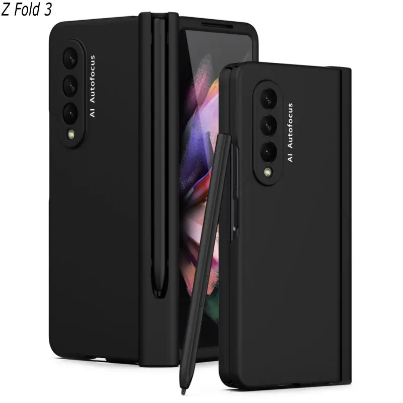 

Pen Holder Case For Samsung Galaxy Z Fold 3 4 5G W22 Plastic Kickstand SPen Slot Shockproof Full Protective Flip Cover Z Fold4