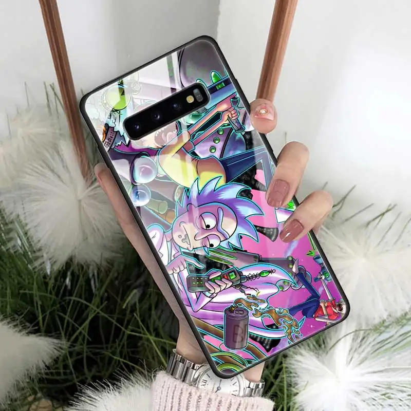 Чехол Rick And Morty из закаленного стекла для samsung Galaxy S10 S10e S9 S8 Note9 Note 10 Plus 5G A50 A30 края из ТПУ Fundas Capa