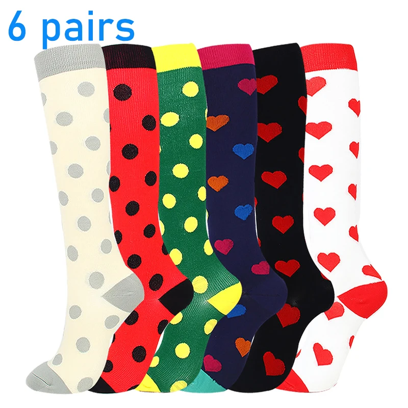 

Outdoor Sport 6/7/8 Pairs Leg Support Stretch Compression Stockings Compression Socks Fruits Pattern Below Knee Socks Long Socks
