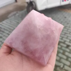 1pcs  Natural 100% rose quartz crystal pyramid fengshui stone pyramid Healing  raw stone polishing