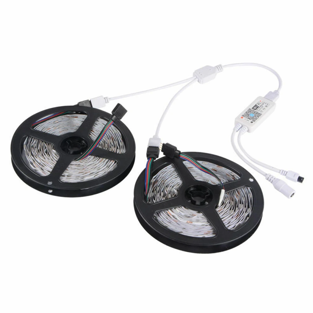 

2PCS 5M SMD 5050 RGBWW Flexible Lighting LED Light Strip / Wifi and 24 key LED Controller / 2 in 1 Splitter / Strip Light Set