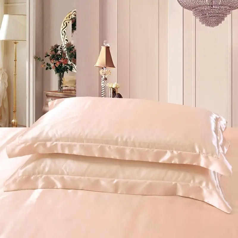 

Emulation silk Satin Pillowcase Pillow Case 2Pc Silk Pillow Case 48cmx74cm Various Colors to Choose Standard/Queen