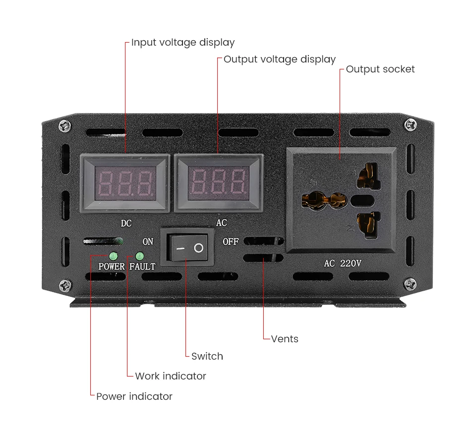 AIYIMA 3000 Вт Чистая синусоида Инвертор DC12V/24 В к AC110V220V 50 Гц автомобильный инвертор преобразования усилитель двойной цифровой дисплей