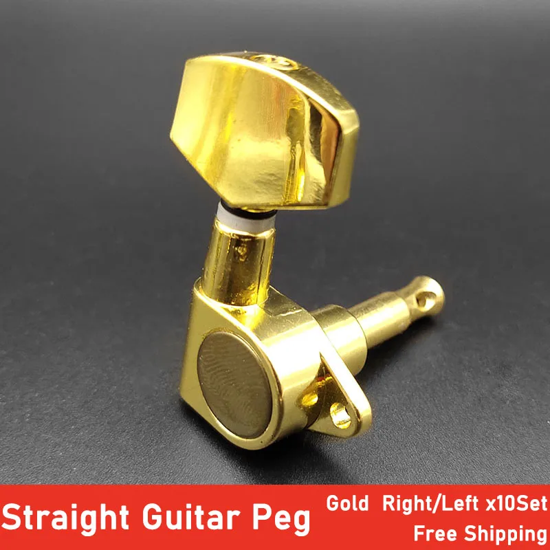 

10set Straight Locking Strings Guitar Tuning Peg Key Tuner Machine Head Peg for Acoustic Electric Guitar Gold
