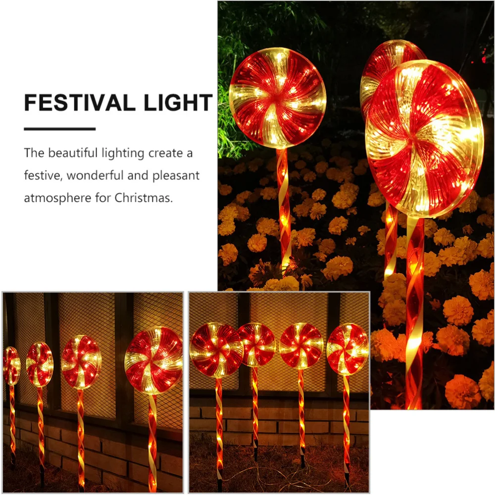

1 Set of Adorable Candy Design Outdoor Lawn Decorative Light for Home (Red)