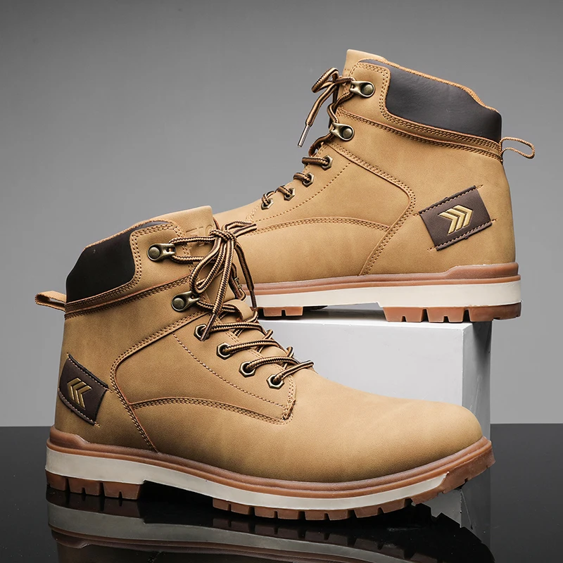 

Men Boots Leather Waterproof Lace Up Military Boots Men Ankle Lightweight Shoes For Men Sneakers Autumn Winter Botas De Hombre