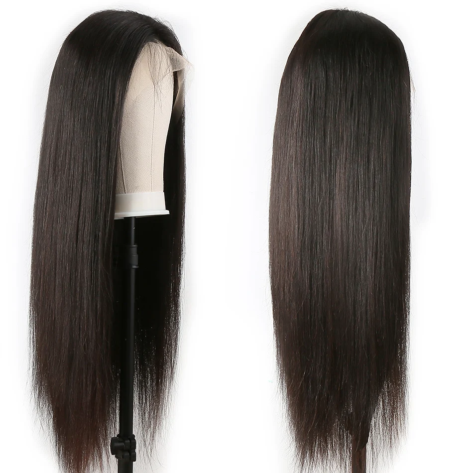 Wigirl 28 30 дюймов 13x6 кружевные передние человеческие волосы парики предварительно сорванный бразильский прямой бесклеевой фронтальный парик