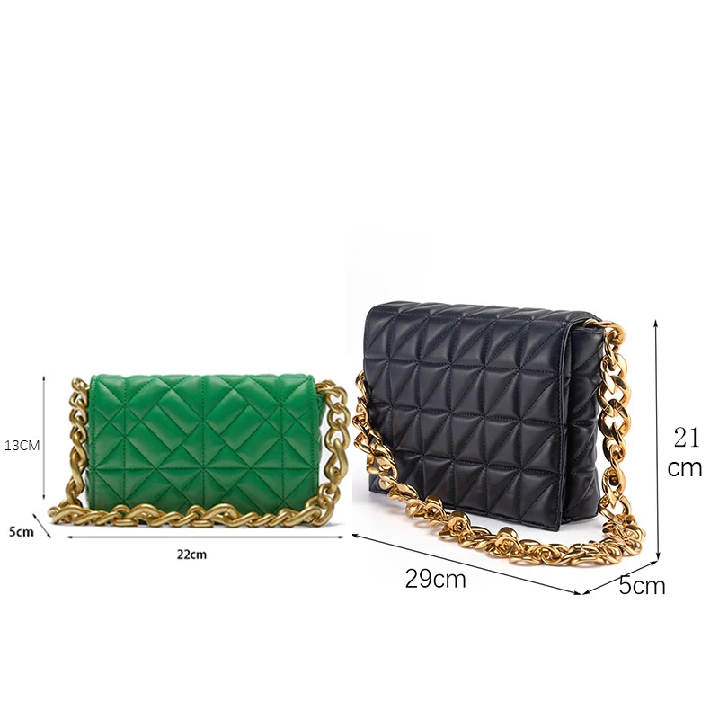 

Brand Design Soft Pu Leather Chain Shoulder Bag Casual Women Purses and Handbag Green Clutch Tote Bags for Women High Quality