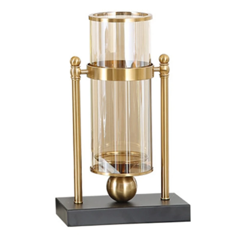 Европейская железная ваза из стекла в стиле ретро Золотая для цветов настольный