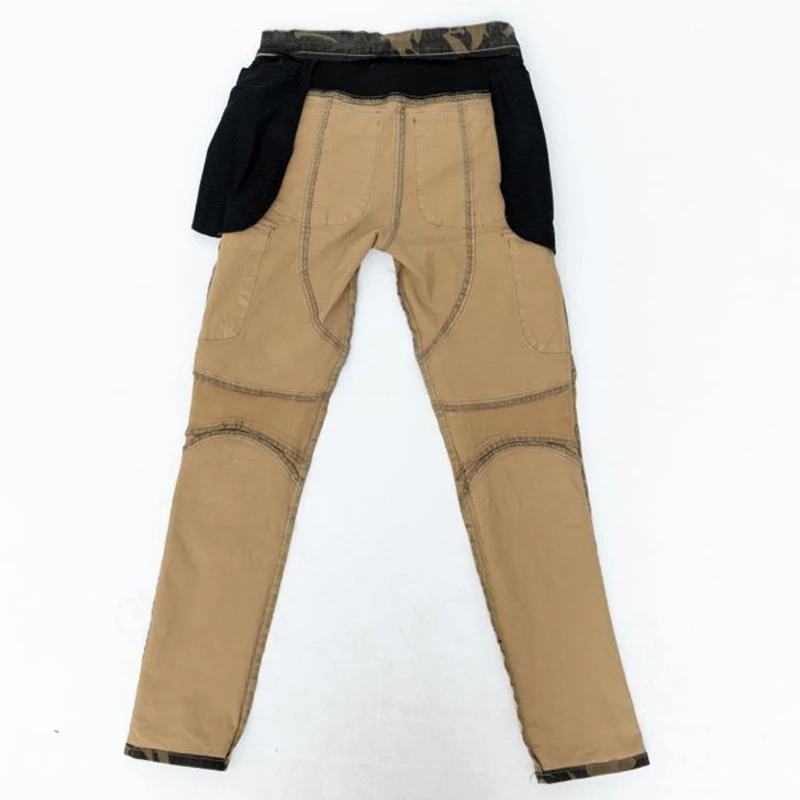 

Summer Men Camouflage Motorcycle Riding Jeans Split Anti-fall Locomotive Knight Armor Pants