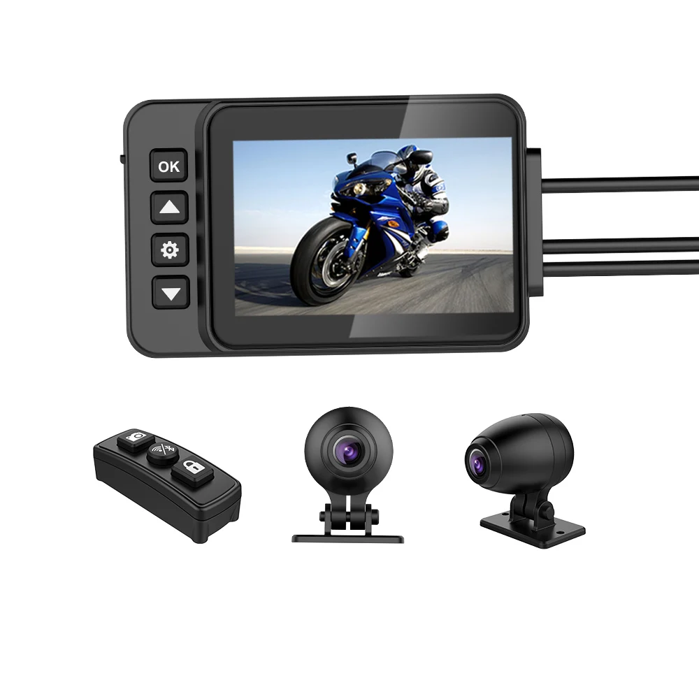 Motorcycle Camera Front and Rear Moto Cam WiFi GPS IPS Screen Motorbike Vider Recorder Night Vision Waterproof Compass Auto Dvr