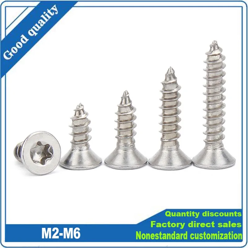 

TINGGOO Саморезы по дереву шестилопастные Torx нержавеющая сталь M2-M6