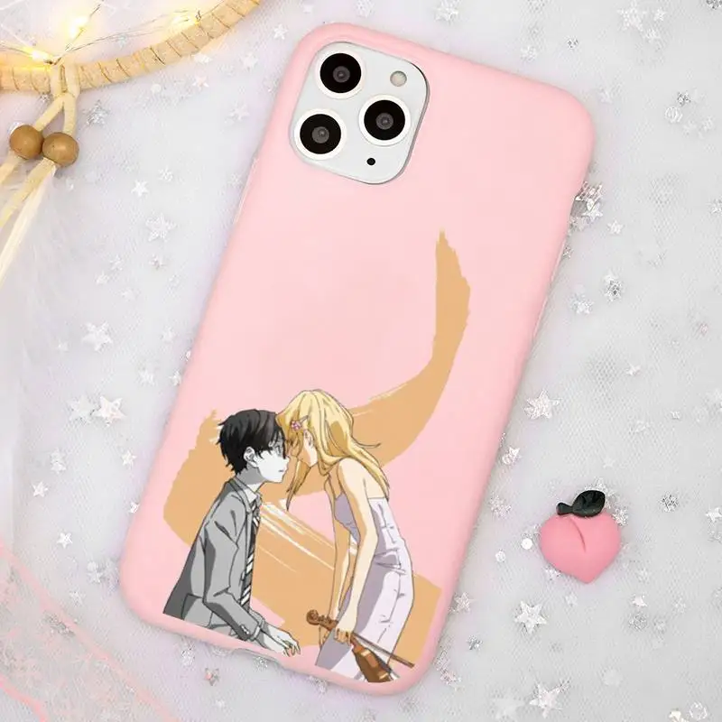 

Your lie in April Phone Case Candy Color for iPhone 11 12 mini pro XS MAX 8 7 6 6S Plus X SE 2020 XR