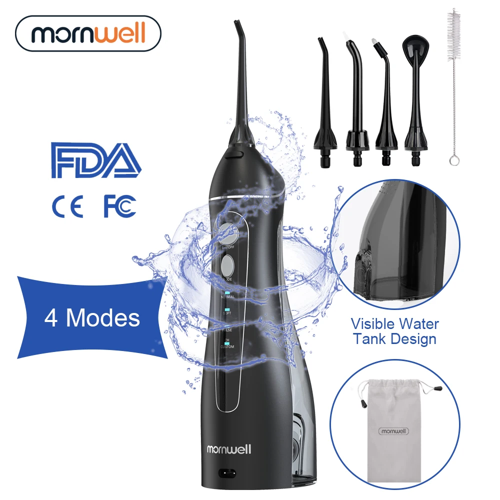 

4 Modi Draagbare Monddouche 5 Nozzles Draadloze Water Tanden Bleken Usb Oplaadbare Water Jet Floss Tooth Pick 200Ml