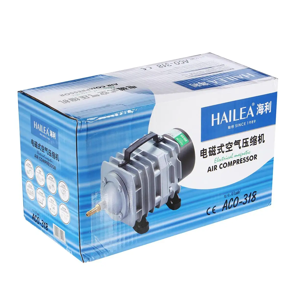 

220V 45W 70L/min Air Compressor Pump Electromagnetic Oxygen Aquarium Fish Pond Compressor Hydroponic Air Aerator ACO-318 Pump