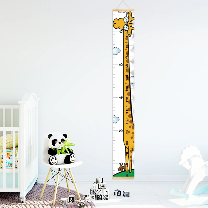 Baby Height Measure Canvas Print Table Ruler Cartoon Giraffe Animal Child Growth Chart for Kids Bedroom Decor