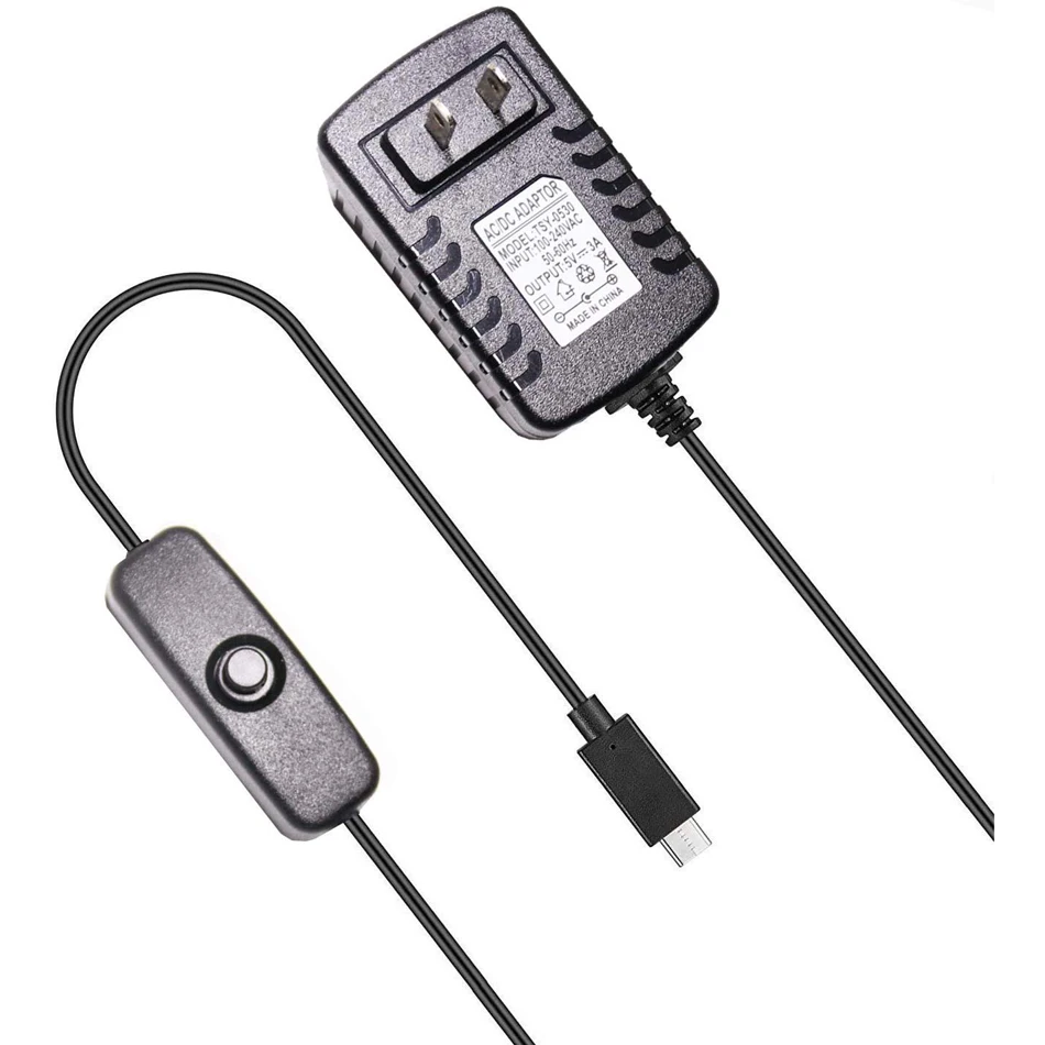 Блок питания Aokin 5 в 3 А Raspberry Pi 4 адаптер Type-C с выключателем зарядное устройство для