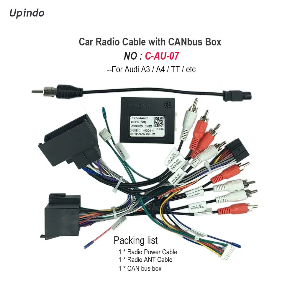 

Car Radio Android Head Unit Cable with CAN Bus to UART Box Adapter Wiring Harness Power Connector Socket for Audi A3 A4 TT