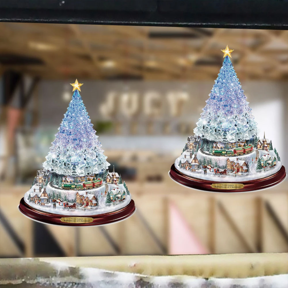 

1pcs Christmas Tree Crystal Tree Christmas Sticker Decoration Window Glass PVC Waterproof Decorative Wall Sticker DIY Decoration