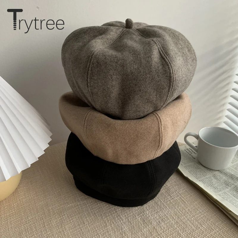 Весна-Осень 2021 женские шапки Trytree повседневные Британские ретро кепки твидовые