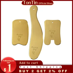 Новый Традиционный медный массажный инструмент для салона красоты Guasha, набор для спа-процедур, V-образная пластина для лица, уход за здоровьем