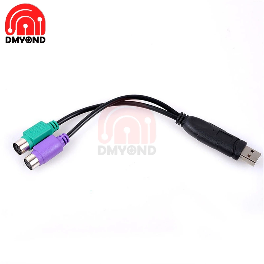 Кабель переходник PS/2 PS2 с двумя разъемами мама на USB папа для клавиатуры и