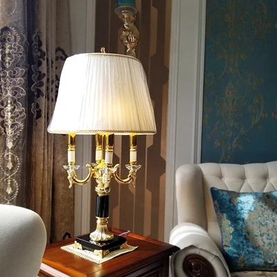 white European style living room table lamp black white bedside lights height 78cm - Цвет абажура: white