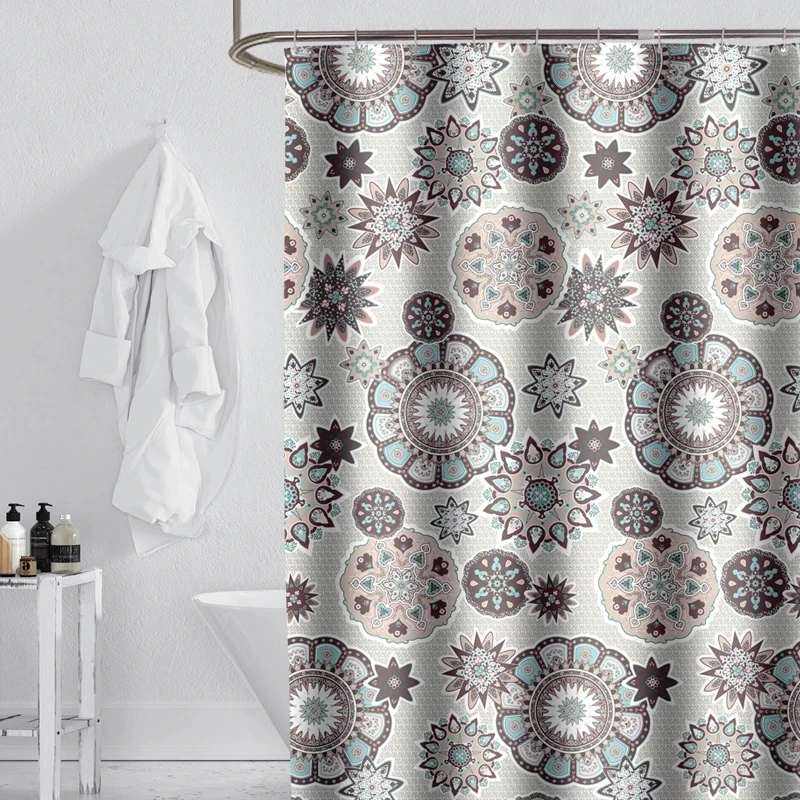 

Bohemian Mandala Shower Curtains Polyester Bathroom Geometric Waterproof Shower Curtain Set Bathtub Bathing Cover With 12 Hooks