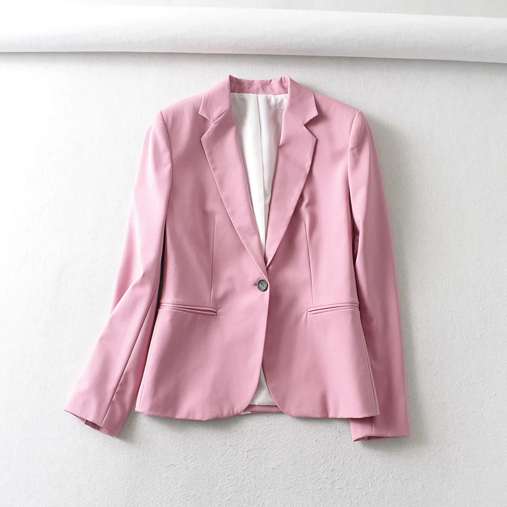 

Green/Pink/Purple color Womens basic Blazer+Pant Suit Sets long sleeve lapel collar office lady Blazers solid pant Set 2020