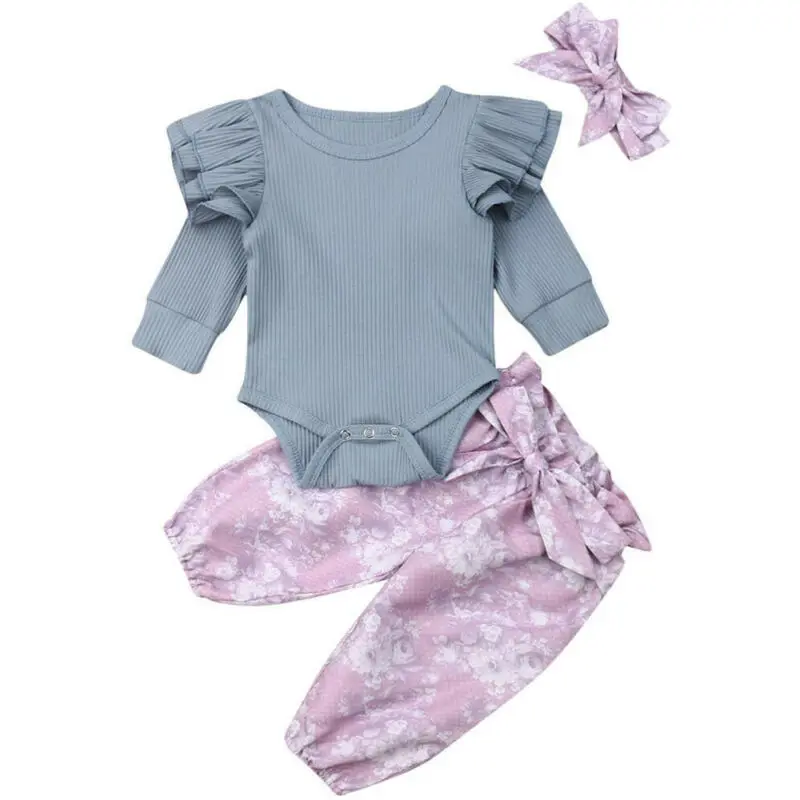 

Imcute New Baby Fashion Newborn Baby Girl Long Sleeve Romper Printing Pants Headband Outfits Clothes AU