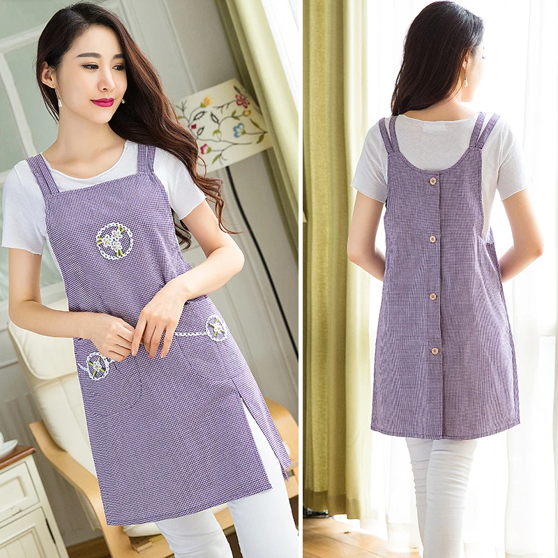 

Senyue Lovely fashion ladies apron home kitchen waistcoat adult jacket pure cotton sleeveless waistband thin breathable