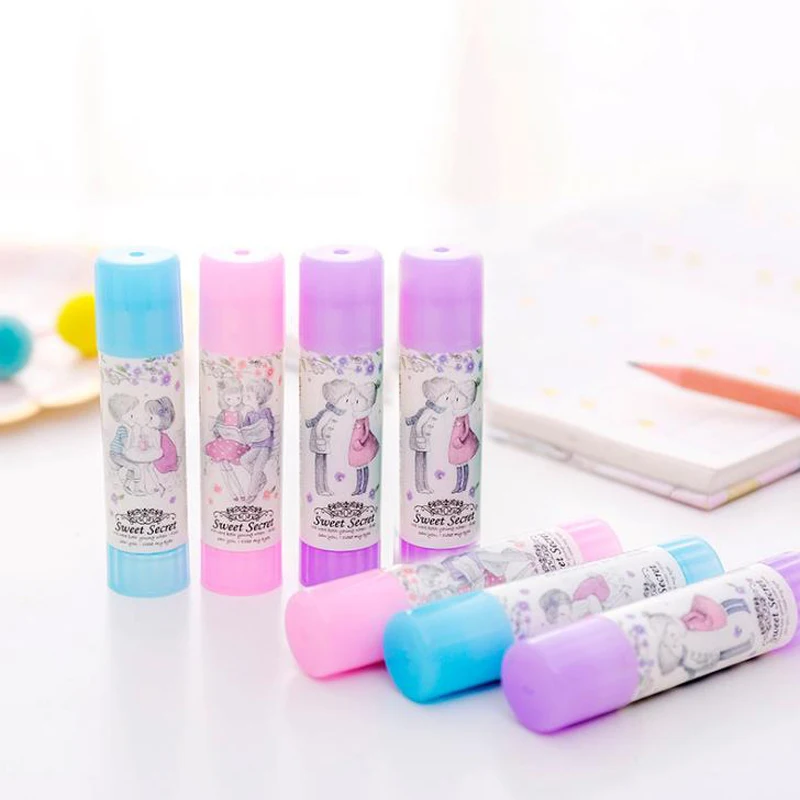 2 шт./компл. Kawaii милые Secret для девочек и мальчиков Пластик однотонные Клеевые стержни для Бумага пилочки офисные школьные принадлежности, блокноты корейские канцелярские принадлежности