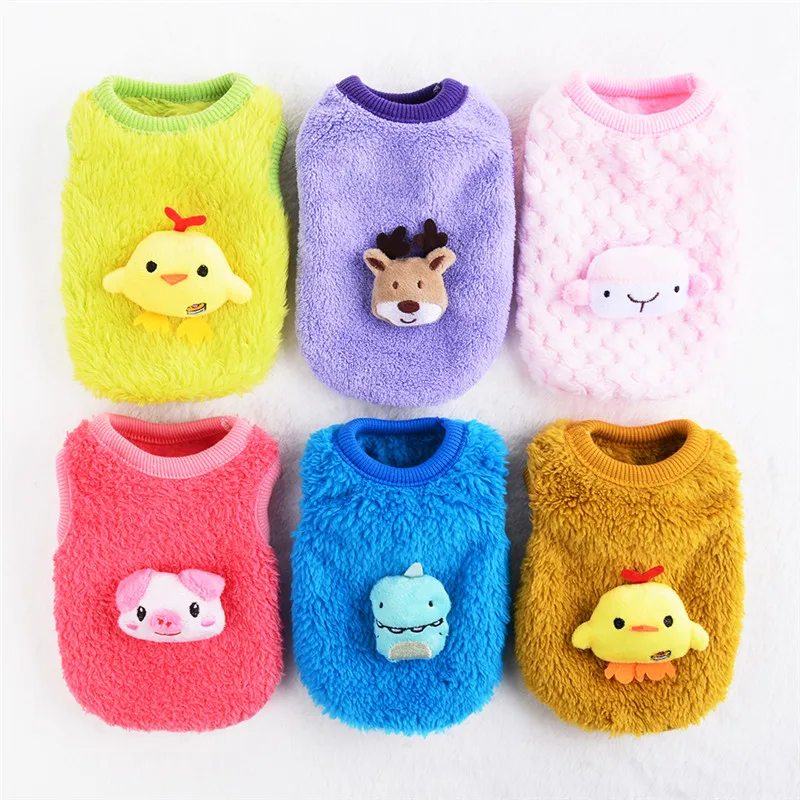 

Cartoon Dog Clothes Fleece Puppy Vests Clothing Winter Warm Dog Coat for Small Cats Dogs Soft Pet Clothes Winter