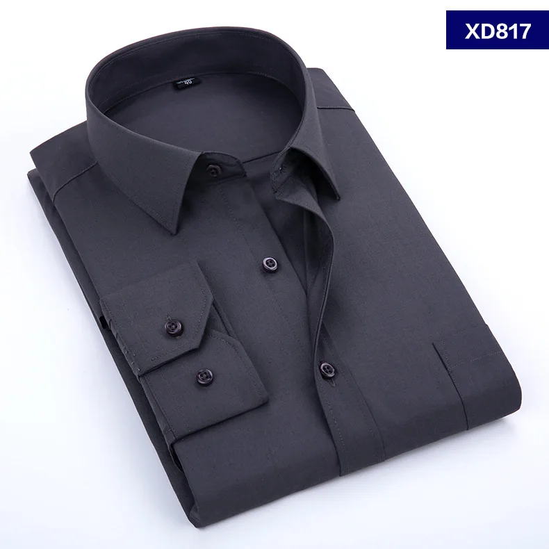 Мужская рубашка размера плюс 6XL 8XL 10XL 12XL 14XL, однотонная, в деловом стиле, легкая, с длинным рукавом, синяя, желтая, красная, 130 кг, 150 кг