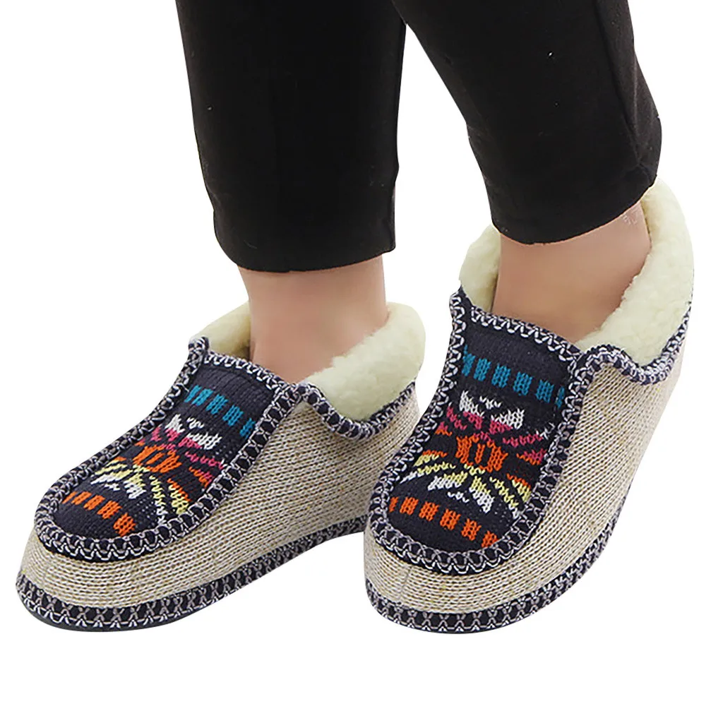 Для Мужчин's wo мужчин обувь Вязаные Цветы повседневные теплые туфли из хлопка