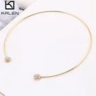 Простой циркониевый браслет Kalen из нержавеющей стали для женщин, золотистый цвет, ожерелье-чокер, ювелирные изделия, аксессуары 2020