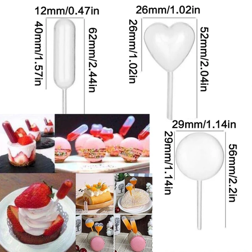 

50Pcs Heart-Shape Jam Dropper For Cupcakes Ice Cream Straw Squeezed Dessert Baking Injector Cake Decor Kitchen Tools Accessories