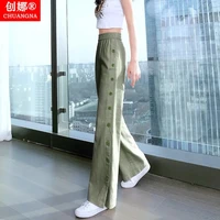 summer wide leg pants women 2021 new imitation cotton linen high waist loose straight leg pants casual linen mopping trousers wl