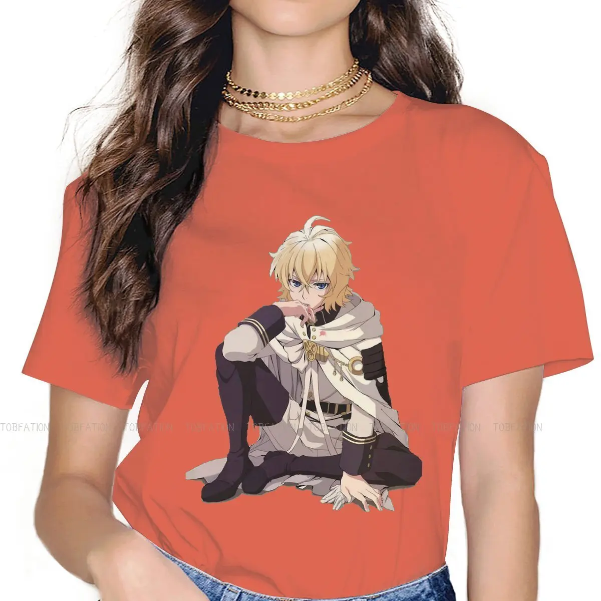 

Hyakuya Mikaela Style TShirt for Girl Seraph of the End Vampire Reign New Design Gift Idea T Shirt Short Sleeve Hot Sale
